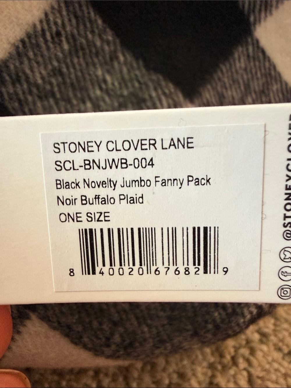 Stony Clover Lane Jumbo Fanny Pack, Noir Buffalo Plaid, NWT - Picture 16 of 16